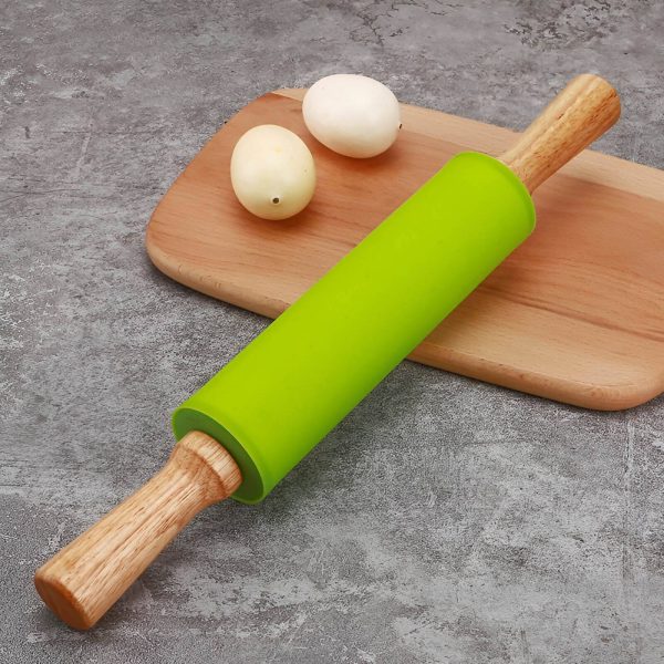 Silikona virtuves mīklas rullis 38 cm - zaļš