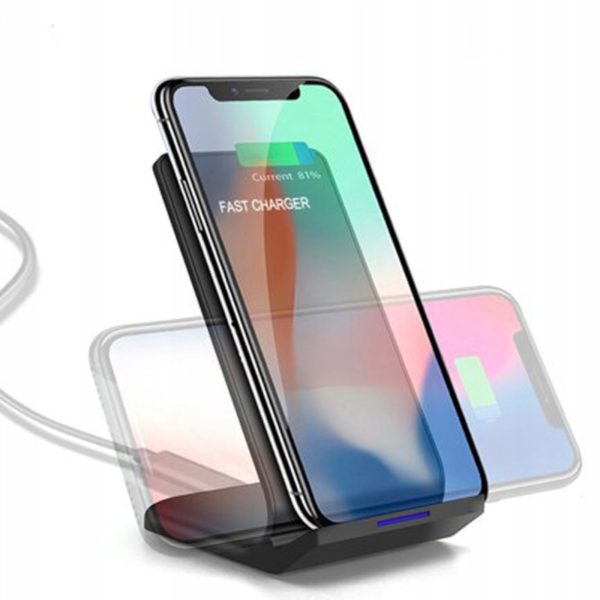 Bezvadu induktīvs viedtālruņa lādētājs ar Qi 10W statīvu