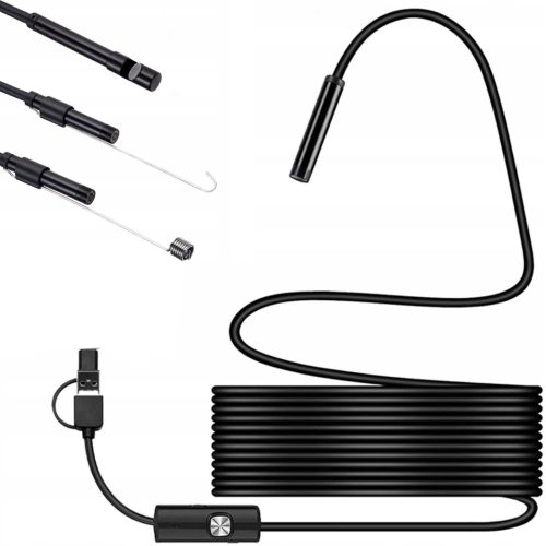 Endoskopa pārbaudes kamera, 3 uzgaļi, IP67, 6 LED