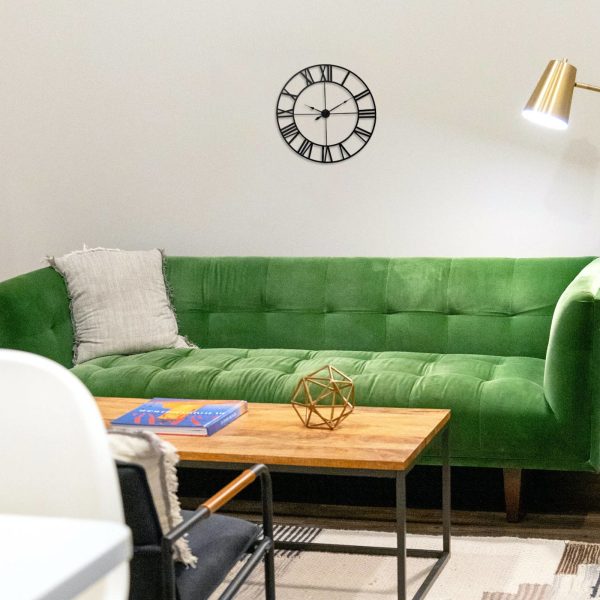 Retro sienas pulkstenis ar romiešu cipariem LOFT, diametrs 50 cm - melns