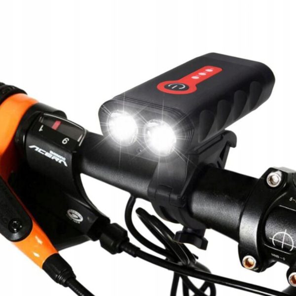 Uzlādējams velosipēda lukturis priekšējais/aizmugurējais 4 režīmi 4400 mAh - 2 gab.