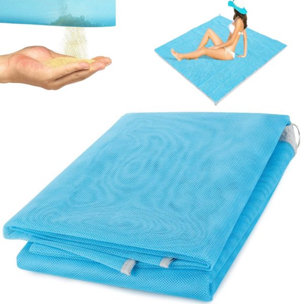 Pludmales paklājiņš bez smiltīm, 200 x 200 cm - zils
