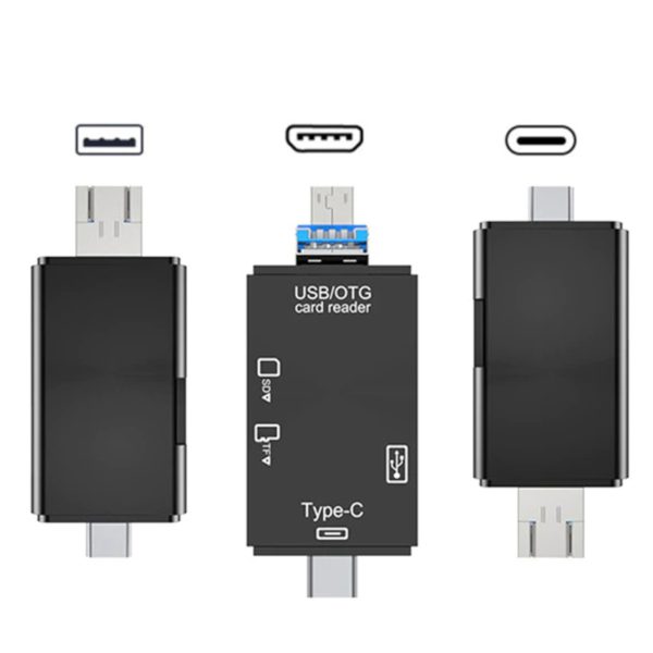5 vienā SD TF karšu lasītājs USB-A USB-C microUSB