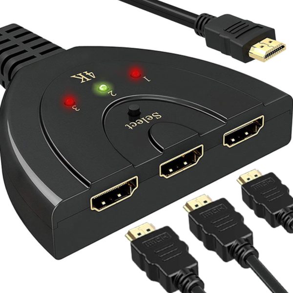 Slēdža sadalītājs 3 x HDMI Full HD 4K 55 cm