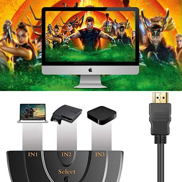 Slēdža sadalītājs 3 x HDMI Full HD 4K 55 cm