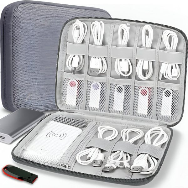 1030024-2-organizer-podrozny-etui-na-kable-przewody-ladowark-retoo-hurtownia-dropshipping.jpg Ceļojumu organizatora maciņš kabeļiem un lādētāja vadiem, 8 nodalījumi