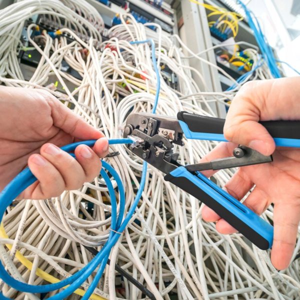 Krimpošanas instruments, interneta tīkla kabeļu testeris, RJ45 spraudņi - komplekts