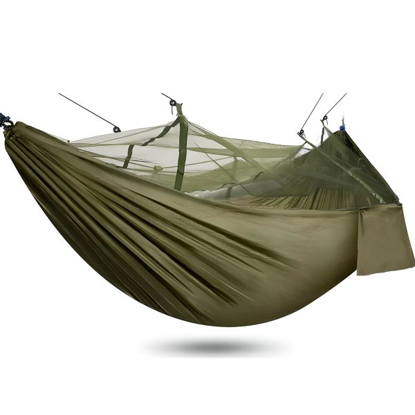 Divvietīgs tūristu izdzīvošanas šūpuļtīkls ar moskītu tīklu 260 x 140 cm