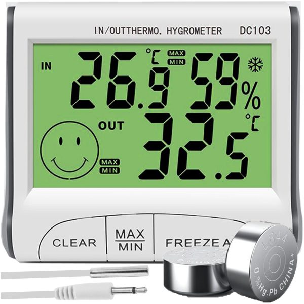 Meteoroloģiskā stacija ar termometru, higrometru, zondi -10-50C LCD