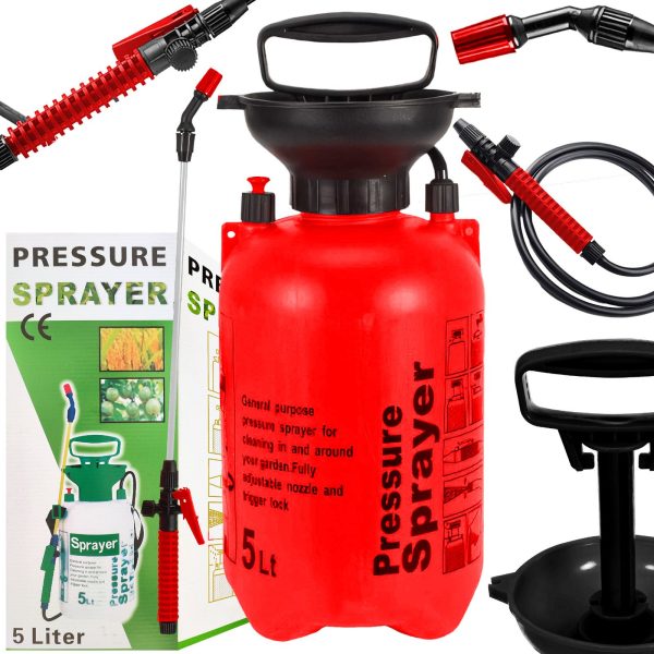 5L rokas spiediena dārza smidzinātājs - sarkans