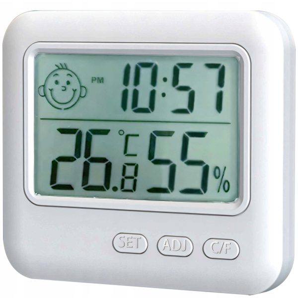 Stāvvietas termometrs-hidrometrs ar LCD modinātāju