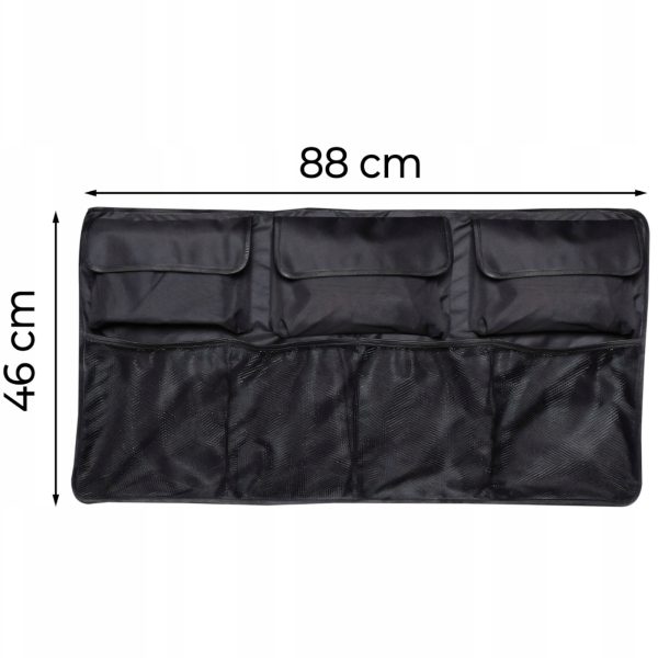 Automašīnas bagāžnieka organizators ar 4 nodalījumiem un 3 kabatām