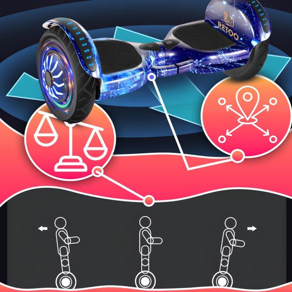 Elektriskais skrituļdēlis Hoverboard ar Bluetooth skaļruni, LED gaismu un aizsargiem 6,5 collas