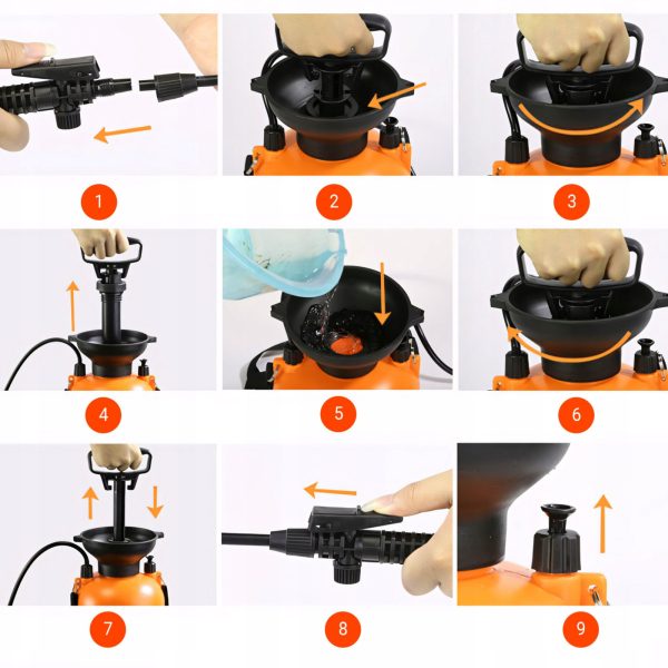 5L rokas spiediena dārza smidzinātājs - oranžs