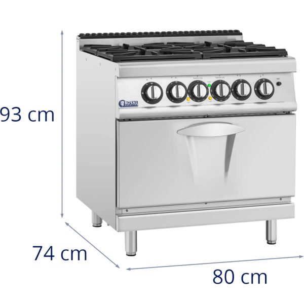 Gāzes plīts ar cepeškrāsni, 4 degļi, 14,4 kW