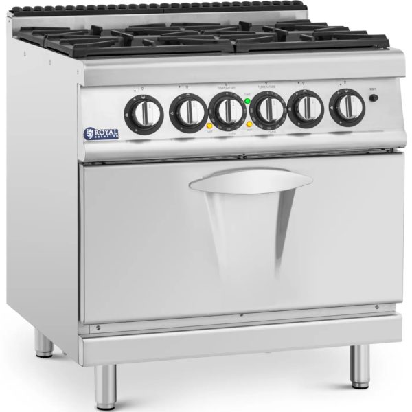 Gāzes plīts ar cepeškrāsni, 4 degļi, 14,4 kW
