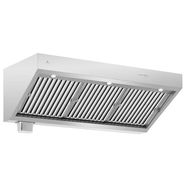 10013435-1.jpg Gastronomiskais tvaika nosūcējs ar motoru un apgaismojumu STEEL 160 cm 1500 m3/h 250 W