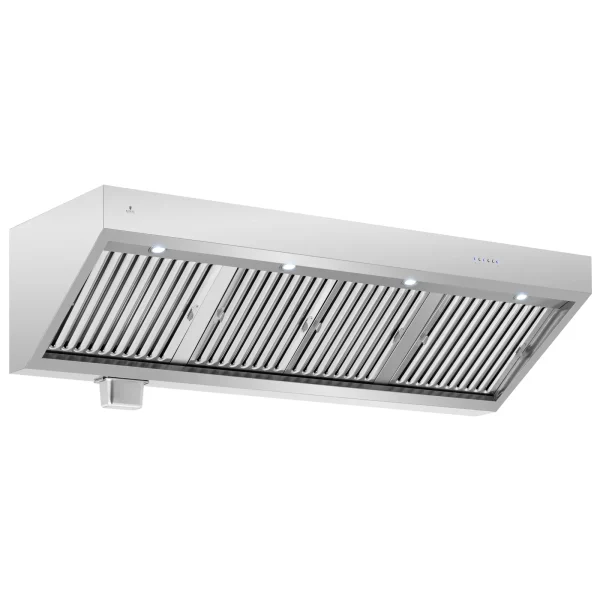 10013436-1.jpg Gastronomiskais tvaika nosūcējs ar motoru un apgaismojumu STEEL 200 cm 1500 m3/h 255 W