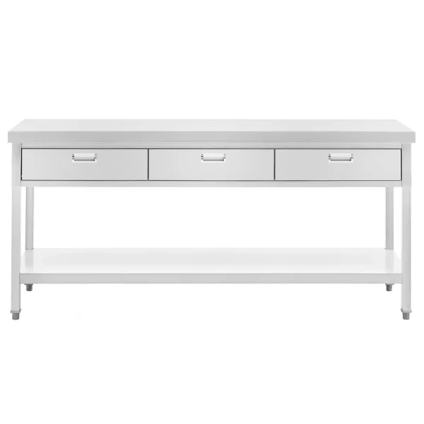 Galds, darba virsma, 3 atvilktnes, plaukts, TĒRAUDS, 180 x 60 cm