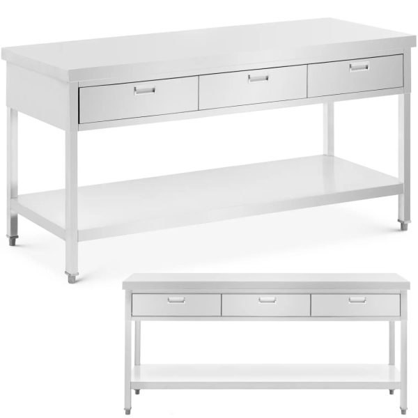 Galds, darba virsma, 3 atvilktnes, plaukts, TĒRAUDS, 180 x 60 cm