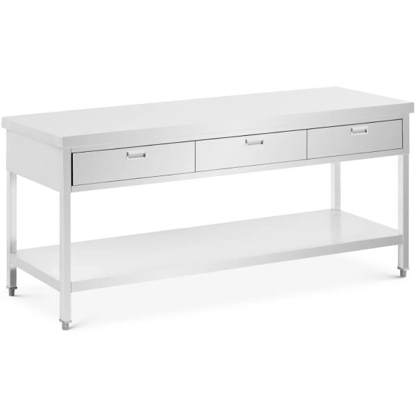 Galds, darba virsma, 3 atvilktnes, plaukts, TĒRAUDS, 200 x 60 cm