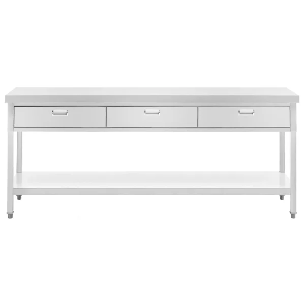 Galds, darba virsma, 3 atvilktnes, plaukts, TĒRAUDS, 200 x 60 cm