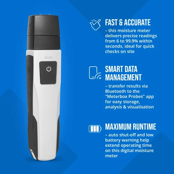 Mitruma mērītājs-higrometrs, mitruma mērītājs koka apmetumam, Bluetooth 6-99