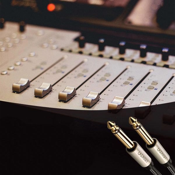 Mono audio kabelis TS ligzda 6.35mm - ligzda 6.35mm 3m - pelēks