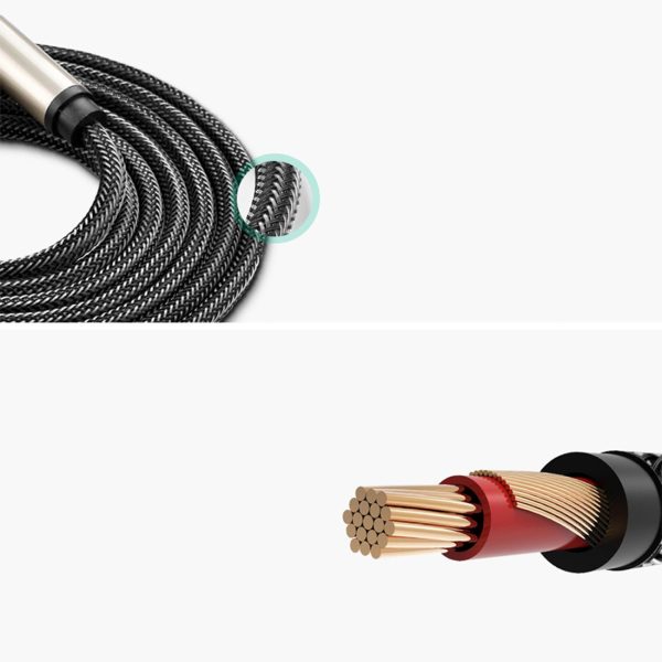 Mono audio kabelis TS ligzda 6.35mm - ligzda 6.35mm 3m - pelēks