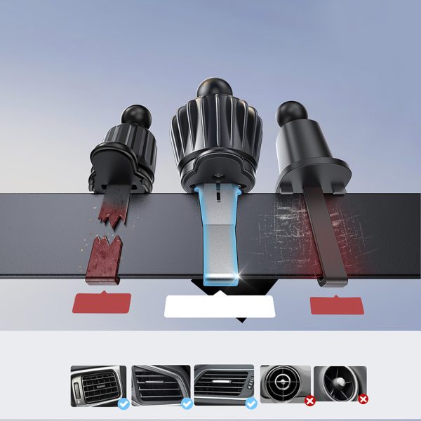 Magnētiskais tālruņa turētājs ar 15 W induktīvo lādētāju gaisa ventilācijas atverei - melns