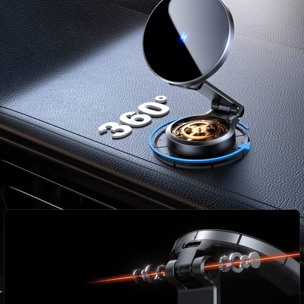 Magnētiskais automašīnas telefona turētājs ar 15 W induktīvo lādētāju - melns