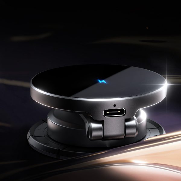 Magnētiskais automašīnas telefona turētājs ar 15 W induktīvo lādētāju - melns