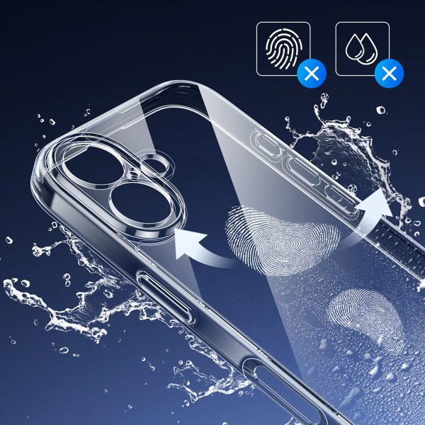 Elegants, caurspīdīgs aizsargvāciņš iPhone 16 tālrunim — caurspīdīgs