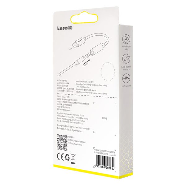 Austiņu adapteris USB-C - mini ligzda 3,5 mm DAC 24 biti 48 kHz - pelēks