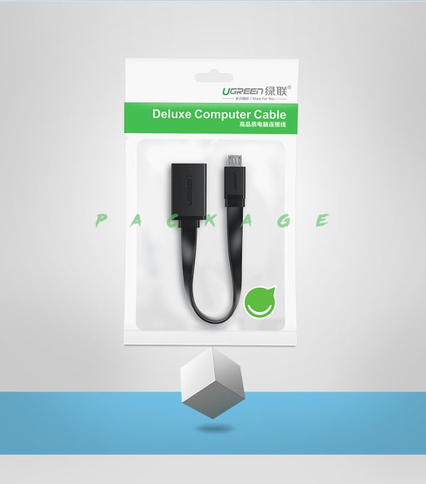 Micro USB (vīriešu) - USB-A (sieviešu) OTG adapteris plakans 0,15 m - melns