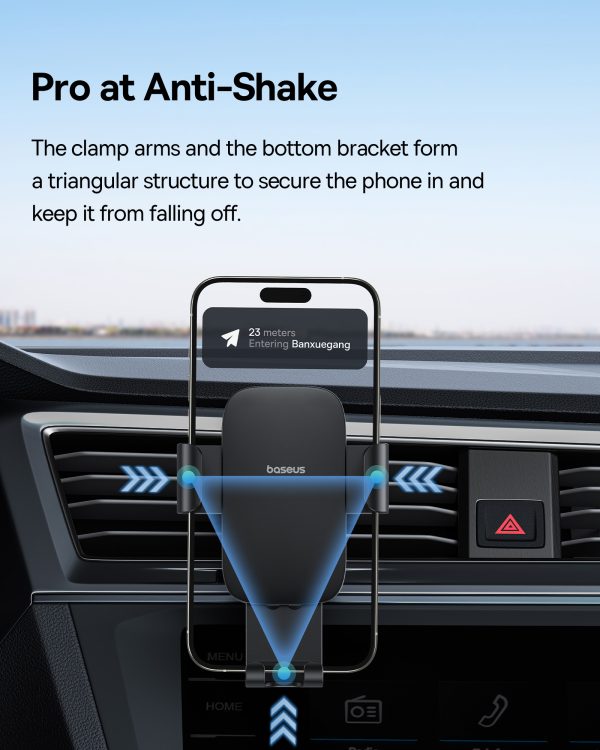 Metāla 3. vecuma gravitācijas automašīnas telefona turētājs gaisa atverei - melns