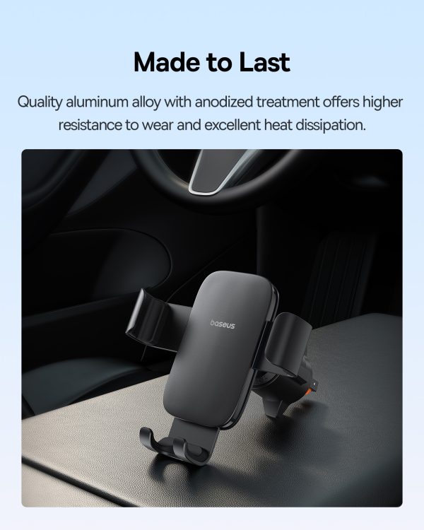 Metāla 3. vecuma gravitācijas automašīnas telefona turētājs gaisa atverei - melns