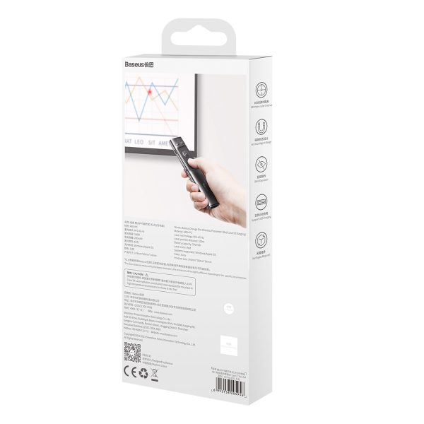 Lāzera rādītājs ar tālvadības pulti prezentācijām līdz 100 m attālumā, WiFi 2,4 GHz USB-A/C - pelēks