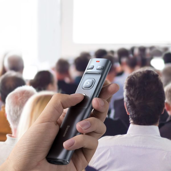 Lāzera rādītājs ar tālvadības pulti prezentācijām līdz 100 m attālumā, WiFi 2,4 GHz USB-A/C - pelēks