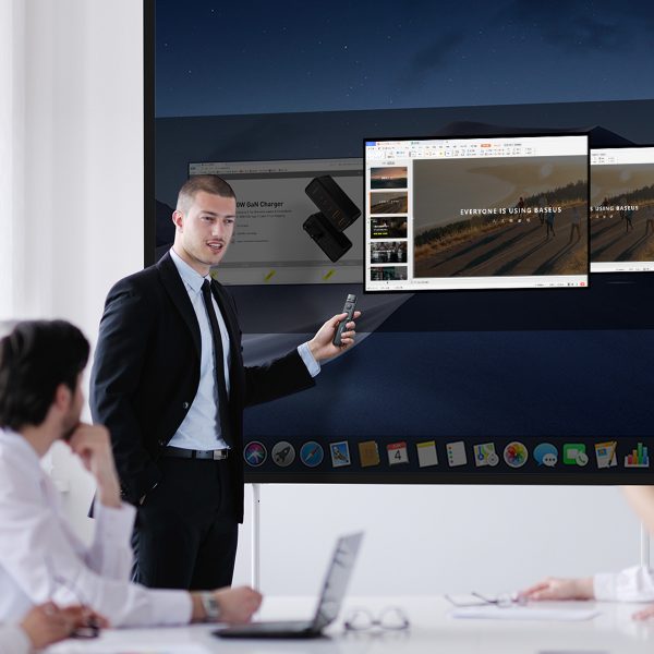 Lāzera rādītājs ar tālvadības pulti prezentācijām līdz 100 m attālumā, WiFi 2,4 GHz USB-A/C - pelēks