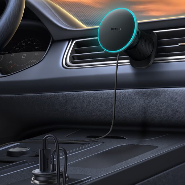 iPhone automašīnas turētājs ar 15 W induktīvo lādētāju gaisa ventilācijas atverei - melns