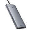 13w1 centrmezgla adapteris PortalJoy sērija USB-C HDMI DP VGA USB-A PD RJ45 SD TF AUX - szary