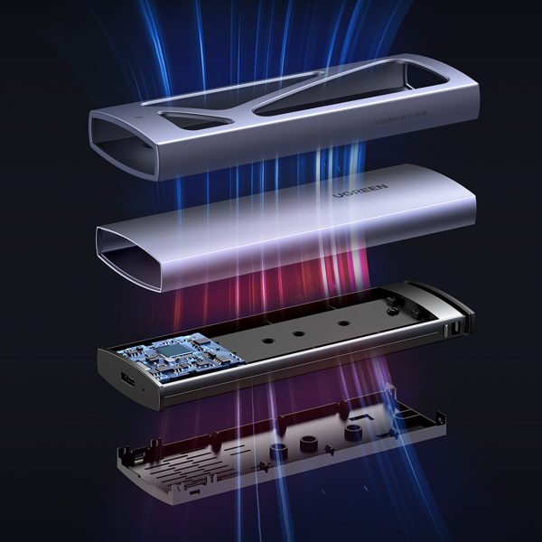M.2 NVMe 10Gbps diska nodalījuma korpuss + USB-C - USB-A / USB-C - USB-C kabelis - melns