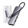 6in1 centrmezgla adapteris USB-C - HDMI USB-A USB-C PD SD TF lasītājs - pelēks
