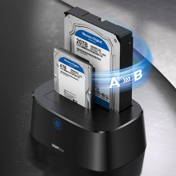 Dokstacija SATA 2,5 collu 3,5 collu SSD HHD diskdziņiem ar USB 3.0 ES barošanas bloku - melna