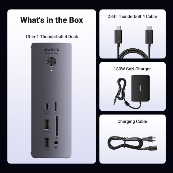 13in1 Thunderbolt 4 dokstacija / USB-A / DP / RJ45 / SD TF lasītājs / USB-C / Mini ligzda