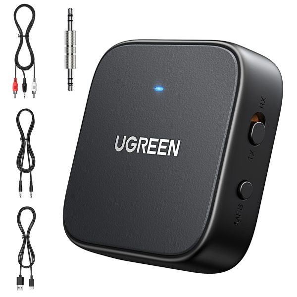 Bluetooth 5.2 TX RX mini ligzda USB-C RCA audio raidītājs-uztvērējs - melns
