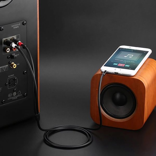 Audio kabelis mini ligzda (vīriešu) - 2RCA (vīriešu) 1m - melns