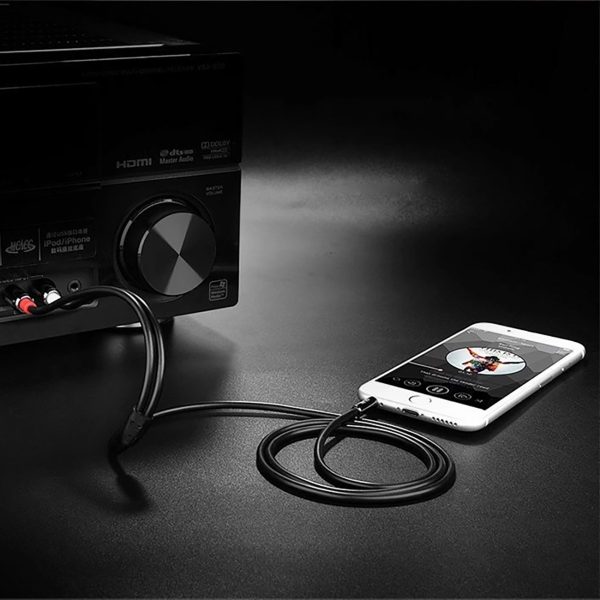 Audio kabelis mini ligzda (vīriešu) - 2RCA (vīriešu) 1m - melns