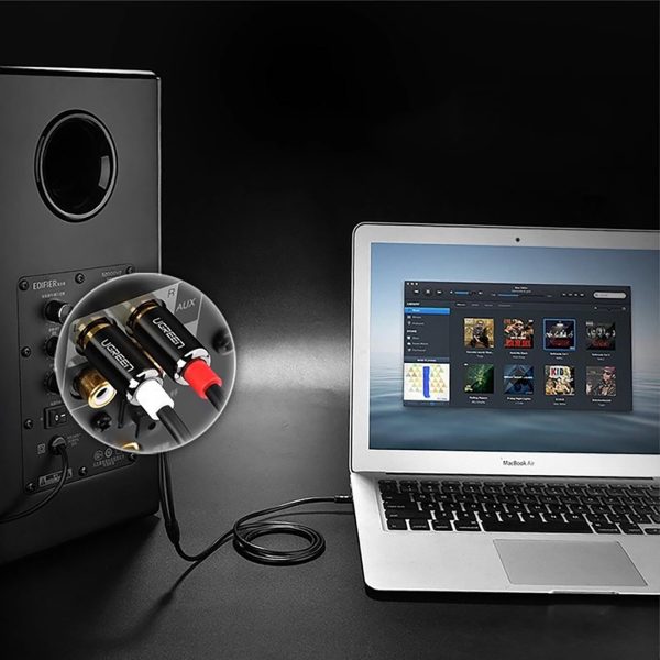 Audio kabelis mini ligzda (vīriešu) - 2RCA (vīriešu) 1m - melns